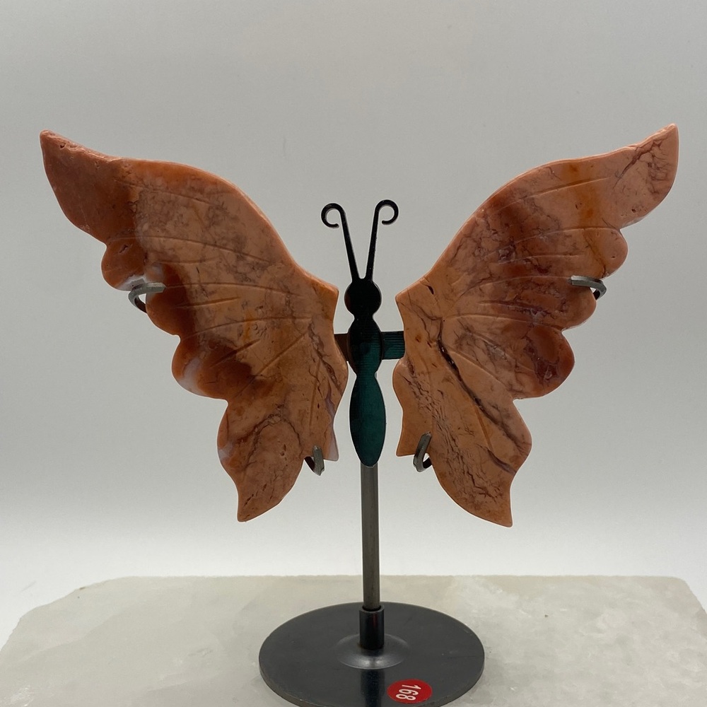 Petal Agate Pink and Brown Butterfly Sculpture
